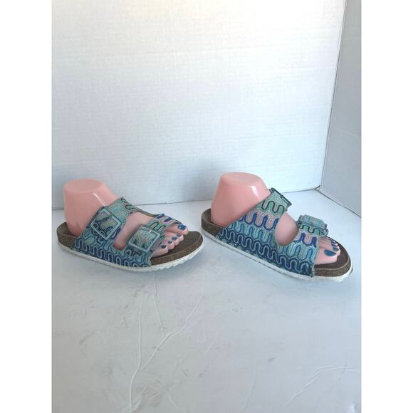 Colors of California Blue Adjustable Buckles Supportive Sole Slide Mule Sandal 8 - Picture 3 of 16